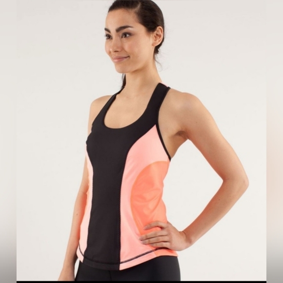 LULULEMON Cardio Kick Tank size 6 coral/orange/black - Picture 1 of 9